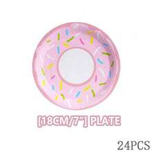 Suministros para fiesta de donas, servilletas y platos desechables con forma de dona, platos y servilletas para fiestas, decoraciones para fiestas de cumpleaños, suministros para fiestas con tema de donas, Navidad - Multicolor - Ver 11