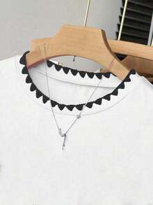 Set de 3 piezas de blusas para mujer para exteriores, en rojo, negro y blanco, nuevas llegadas de verano, camiseta ajustada con pliegues, de estilo elegante y versátil, de vuelta al colegio, que llama mucha la atención, camiseta de manga corta de v - Multicolor 14 - Ver 3