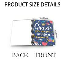 1pc Teacher Appreciation Notebook, Italian "Grazie Per Avermi Aiutato A Crescere" Quote Spiral Journal, Cute School Stationery Gift For Teachers & Back To School,Notebook School Supplies - Deep Blue Illustration - View 5