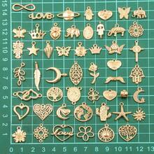 10pcs/30pcs Zinc Alloy Ocean Themed Pendants, Mixed With Silver/Gold Mermaid Tail, Seahorse, Seashell, Starfish, Heart, Geometric Shapes, Leaves, Musical Instruments Like Piano, Guitar, Microphone, Trumpet, Summer Beach Jewelry Making Supplies - Plated - View 1