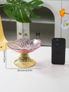 1个优雅花瓣造型托盘，粉色PET材质，金色花茎，经久耐用，适合盛放零食、糖果、水果、坚果——是家居客厅装饰、婚礼和派对的完美之选。 - 粉色 - 查看 13
