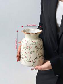 1pc Hand-Painted Vintage Blue & White Floral Ceramic Vase, Round Rim Elegant Home Decor Tabletop Flower Pot, Mini Vase Suitable For Hydroponics, Weddings, Parties, Home, Office, Living Room, Celebrations - Retro Hand-painted - View 12
