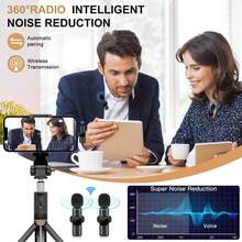 Micrófono de solapa inalámbrico K60 compatible con teléfonos inteligentes Android para grabación de video y audio, vlogging - Negro - Ver 6