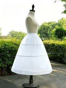 1 Stück Damen Weiß leichte Krinoline Petticoat, Lolita Tüllrock Unterrock, geeignet für Hochzeiten, Partys, Cosplay, eleganter 3-Reifiger Brautkleid Unterrock - waschbar, Polyester & Nylon, ideal für Brautkleider und Abendgarderobe - Weiss - Übersicht 6