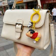 MINISO 3D PVC Crayon Shinchan Keychain With Colorful Beads And Cute Cartoon Figure, Fun And Durable Design For Bag, Car, Or Home Decoration, Collectible Gift, Multiple Styles Available - Red - View 2