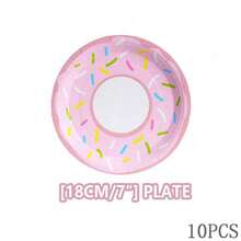 Suministros para fiesta de donas, servilletas y platos desechables con forma de dona, platos y servilletas para fiestas, decoraciones para fiestas de cumpleaños, suministros para fiestas con tema de donas, Navidad - Multicolor - Ver 9
