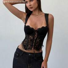 Fengyu Women's Clothing Store  Camiseta de encaje sexy para mujer, romántica para el Día de San Valentín, fiestas, festivales de música, uso diario en verano - Burdeos - Ver 5