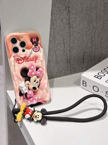 This Disney Mickey Mouse Lanyard Phone Case Is Fully Covered In TPU Material. It's Shockproof, Lightweight, And Compatible With IPhone17/16/11/13/15/15 Plus/15 Pro/15 Pro Max/12/14 Pro Max/11 Pro Max/12 Pro/12 Pro Max/13. This Phone Case Makes A Popular Birthday Gift Or Business Gift; It's Durable, Stain- And Fingerprint Resistant, And Suitable For Both Men And Women. The Set Also Includes A Mickey Mouse Phone Case And A Mickey Mouse Plush Bracelet. It's A Perfect Gift For Friends And Family. This Stylish Phone Case Is Fun, Lightweight, And Durable. IPhone17 Pro Max Phone Case, Minnie Mouse Phone Case. - trắng - Xem 4