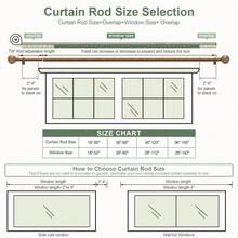 Wood Curtain Rods For Windows 48 To 84 Inch,1'' Diameter Drapery Rods With Imitation Wood Grain Leaf Pattern Finials,Boho Adjustable Heavy Duty Curtain Rods Set,36-88'',Color:Natural Wood - Antique-gold Wood - View 9