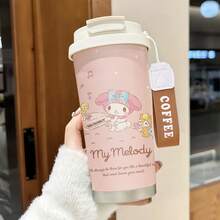 Miniso Ly cà phê giữ nhiệt bằng thép không gỉ Sanrio My Melody Piano Party, nắp chống rò rỉ, thiết kế uống kép và bền bỉ - Nhiều màu - Xem 1