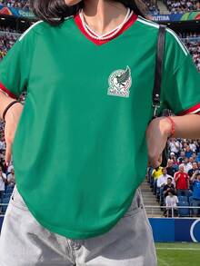 Playera Deportiva para Mujer con Escudo de México, Verde, Estilo Copa Mundial - Verde - Ver 1