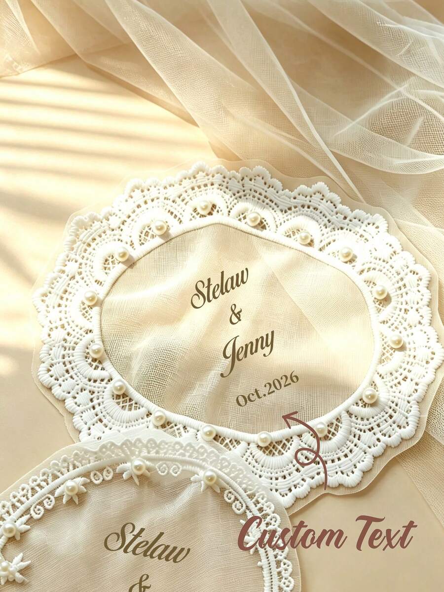 Custom Wedding Dress Applique, Personalized Patch Featuring The Bride's Name And Date, Custom Applique For Decorating Wedding Gowns. - Multicolor - View 1
