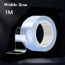 Cinta Transparente Reutilizable de Doble Cara Impermeable, Multifuncional, Adhesivo Fuerte, Cinta Universal para Cocina, Baño y Hogar - 1M - View 1