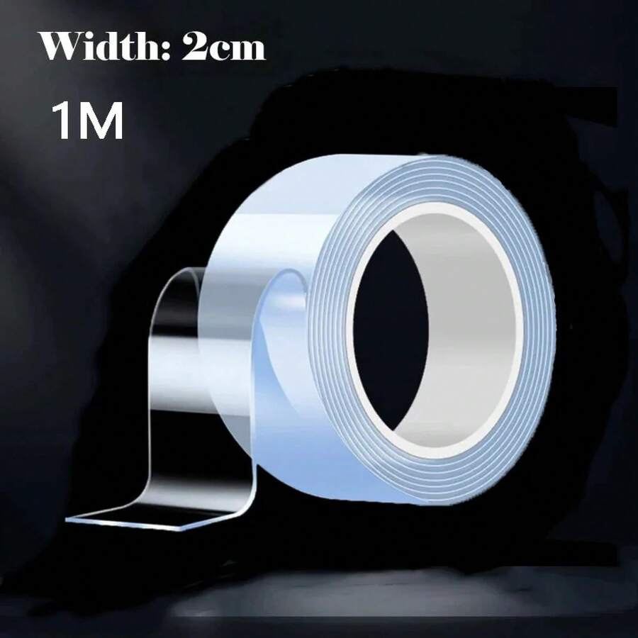 Cinta Transparente Reutilizable de Doble Cara Impermeable, Multifuncional, Adhesivo Fuerte, Cinta Universal para Cocina, Baño y Hogar - 1M - View 1