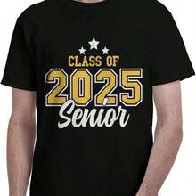 Luxury Cotton T-Shirts With Class Of 2026 Graphic Print For Men And Women, Short Sleeve, Summer Urban Fashion Clothing - 黑色 7 - 查看 11