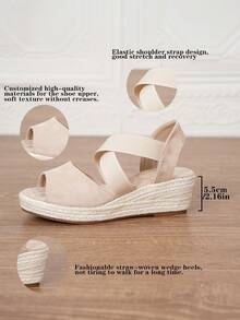 Giày đế xuồng mùa hè cho nữ, giày đế xuồng màu đen, giày đế xuồng và đế cao kiểu slip-on cho nữ, sandal đế xuồng đế cao cho nữ, giày espadrille quai ngang mắt cá chân tối giản, sandal đế xuồng giả da, giày quai ngang mắt cá chân bằng lưới thoáng khí màu be cho kỳ nghỉ hè, giày dệt thoải mái đi biển, giày khoét lỗ, cỡ 34-43, cỡ lớn và cỡ nhỏ cho nữ, giày cao gót bít mũi cho nữ, sandal cao gót cho nữ, giày cao gót thanh lịch cho nữ. - Màu be - Xem 4