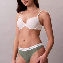 Calvin Klein Calvinklein Cotton Stretch Rib Thong Underwear  Women  Panties QD5357 - Sea Spray - 查看 4