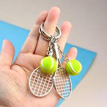 3 chiếc móc khóa vợt tennis kim loại nhiều màu, mặt treo vợt chân thực cho ô tô, móc khóa, phụ kiện treo túi, quà tặng sự kiện DIY - Nhiều màu - Xem 2