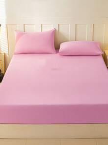 Set Sprei 3 Potong Warna Cokelat Lembut & Nyaman - Berwarna merah muda - View 3