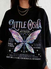 1 Piece Artsadd Little Osha Butterfly, Quick-SilverCallie Hart Merch, Saeris Fane Kingfisher Inspired, Unisex Oversized Fan T-Shirt, 180g 100% Cotton - 1-黑 - 查看 8