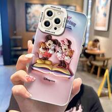 Officially Licensed Disney Mickey Mouse & Minnie Mouse Phone Case, This Protective Phone Case Features Mickey And Minnie Standing On An Open Storybook With Cute Plush Toy Companions, Topped With Raised "Disney" Lettering, Set Against A Gradient Pink‑Blue Soft Embossed Background, Made With Flexible, Durable TPU Material To Protect Against Everyday Scratches, Bumps, And Minor Impacts, Compatible With IPhone 17, 16, 15, 14, 13, 12, 11 Pro Series And Galaxy S22, S23, S24, S25 Models, Ideal For Disney Fans. - màu đen - Xem 5