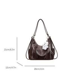 Matte Texture Large Capacity Fashionable Versatile Shoulder Bag, High-End Beach Bag, Tote Bag, Shopping Bag - Coffee - View 8