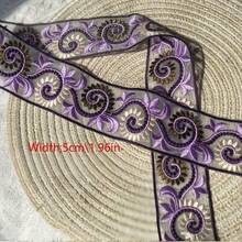 1/5碼縫製蕾絲 紫色花卉復古刺繡蕾絲飾邊 中式幾何復古刺繡緞帶布料 DIY縫紉手工藝裙襬服飾袖口帽子裝飾配件 - 多色 - 查看 7