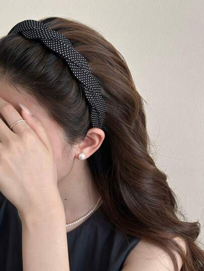 1件装女士时尚波点蝴蝶结发带，适合日常佩戴，居家、洗脸、上学、海滩、办公室、派对、节日、生日、返校、新年、母亲节礼物