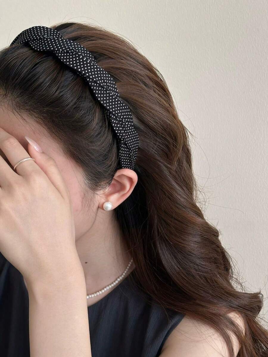 1件装女士时尚波点蝴蝶结发带,适合日常佩戴,居家、洗脸、上学、海滩、办公室、派对、节日、生日、返校、新年、母亲节礼物 - 彩色 - 查看 1