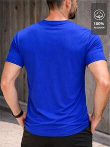 RUN FASTER Men's Printed T-Shirt - Elite Edition | 100% Cotton - 藍色 - 查看 4