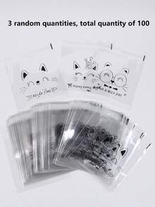 100 túi đựng bánh sandwich trong suốt có thể tái sử dụng - Dùng để bảo quản thực phẩm, hút chân không, sắp xếp nhà bếp. - Biểu tượng cảm xúc mèo - Xem 13
