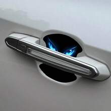 4pcs Luminous Blue Eye Pattern Car Door Handle Scratch Protector Stickers, Car Door Handle Anti-Collision Protective Stickers, Essential Car Door Handle Protectors - A - View 5