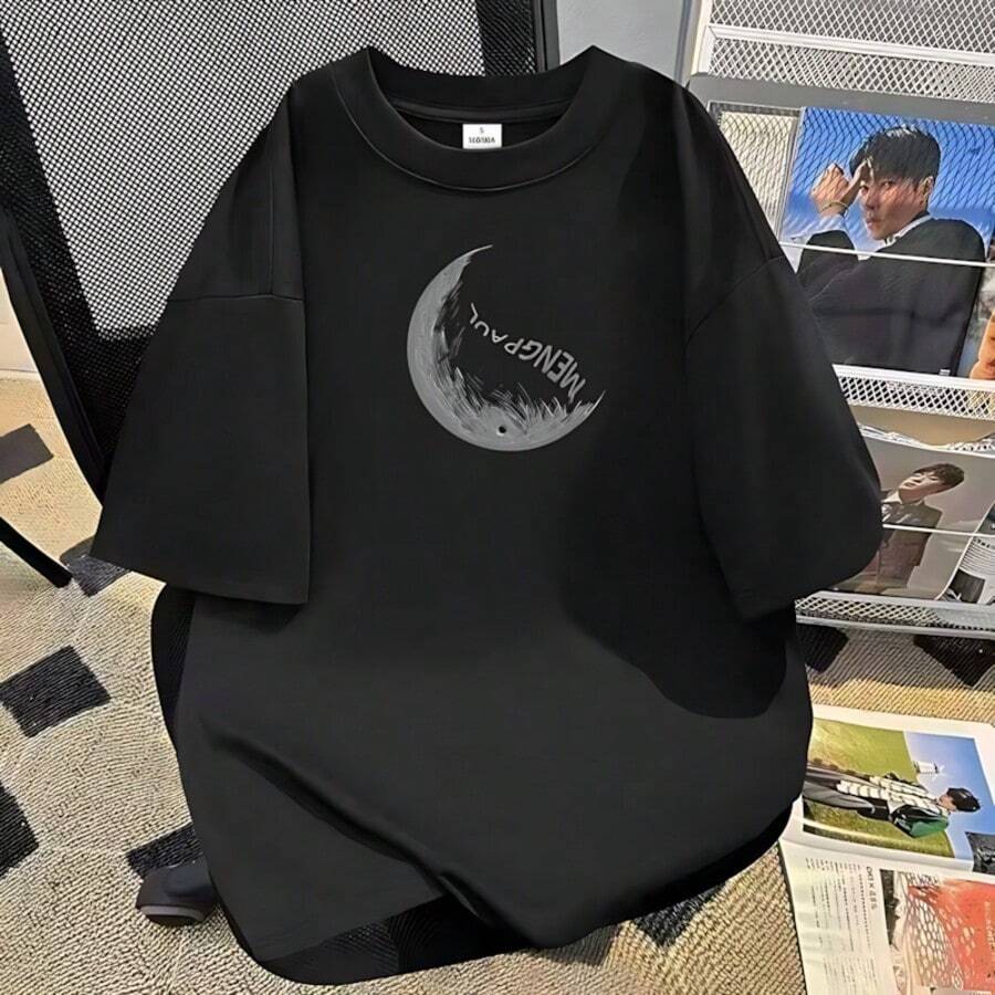 Men's And Women's 100% Cotton Short-Sleeved T-Shirt, Casual Summer Garment, And Versatile Style, Suitable For Fitness, Yoga And Daily Sports. - 黑色 - 查看 1