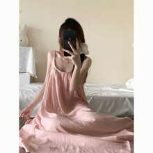 Women Midi Dresses - Pink Slip Dress [with Bra Pads] - View 2