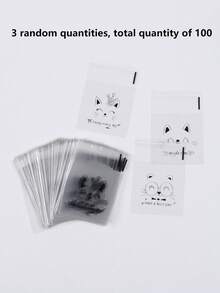 100 túi đựng bánh sandwich trong suốt có thể tái sử dụng - Dùng để bảo quản thực phẩm, hút chân không, sắp xếp nhà bếp. - Biểu tượng cảm xúc mèo - Xem 15