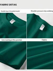 Men's Short-Sleeved T-Shirt, Made Of High-Quality Pure Cotton, With A Fashionable Brand Print, New, Casual Summer, Plus Size, Loose And Versatile. - 墨綠色 - 查看 3