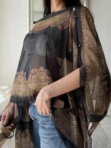 FADZOYLE 1pc Chiffon Cover-Up Sarong And Sun Protective Kimono Shawl Summer Beach Cover Up Sarong Daily Life Accessories - Multicolor - View 20