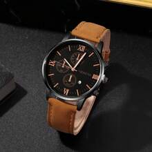 3 buah Jam Tangan Quartz Kasual Pria, Dial Bulat Minimalis, Tali PU Metalik, Cocok Sebagai Hadiah Liburan dan Pemakaian Sehari-hari untuk Pria - MultiWarna - View 3