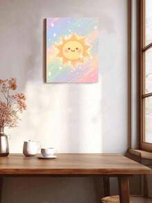 16x20英寸 微笑太阳和彩虹天空 DIY数字油画帆布工艺品 成人家居装饰 节日礼物 - 套裝 - 查看 4