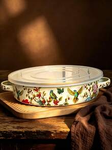 1pc Flat Bottom Pan With Ceramic Dual Handles And Transparent Lid, Frying Pan, Double-Handle Baking Tray, Even Heat Distribution, Good Heat Retention, Versatile For Frying, Easy To Clean, Durable, Essential Kitchen Tool For Home Cooks, Suitable For Grilling, Frying, Baking And More Cooking Methods, Back To School Gift - View 6