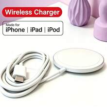 磁吸式快速无线充电器，兼容苹果原装 MagSafe，Type-C 接口，适用于 和 iPod 系列 - 白色 - 查看 1