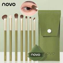 NOVO Bộ 8 cọ trang điểm siêu mềm, gồm bông phấn xanh + cọ má hồng + cọ phấn mắt + cọ kẻ viền + cọ môi, bộ dụng cụ trang điểm chuyên nghiệp, bộ cọ trang điểm du lịch đa chức năng, quà tặng cho phụ nữ và bé gái. - Nhiều màu - Xem 1
