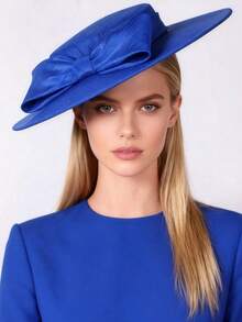 HIMESPORT Elegante tocado de ala ancha para iglesia para mujer, sombrero con lazo grande para ocasiones formales, estilo Kentucky, para dama, boda, novia, cóctel, fiesta de té y vestido, sombrero de copa plana - Multicolor - Ver 16