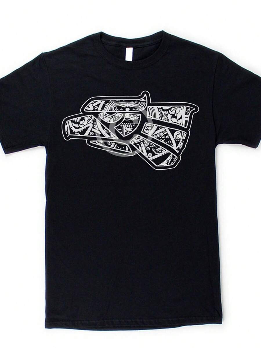 Camiseta Águila Azteca, Camiseta de México, Hecho en México, Camiseta Retro Ciudad de México, Mayas - Negro - Ver 1