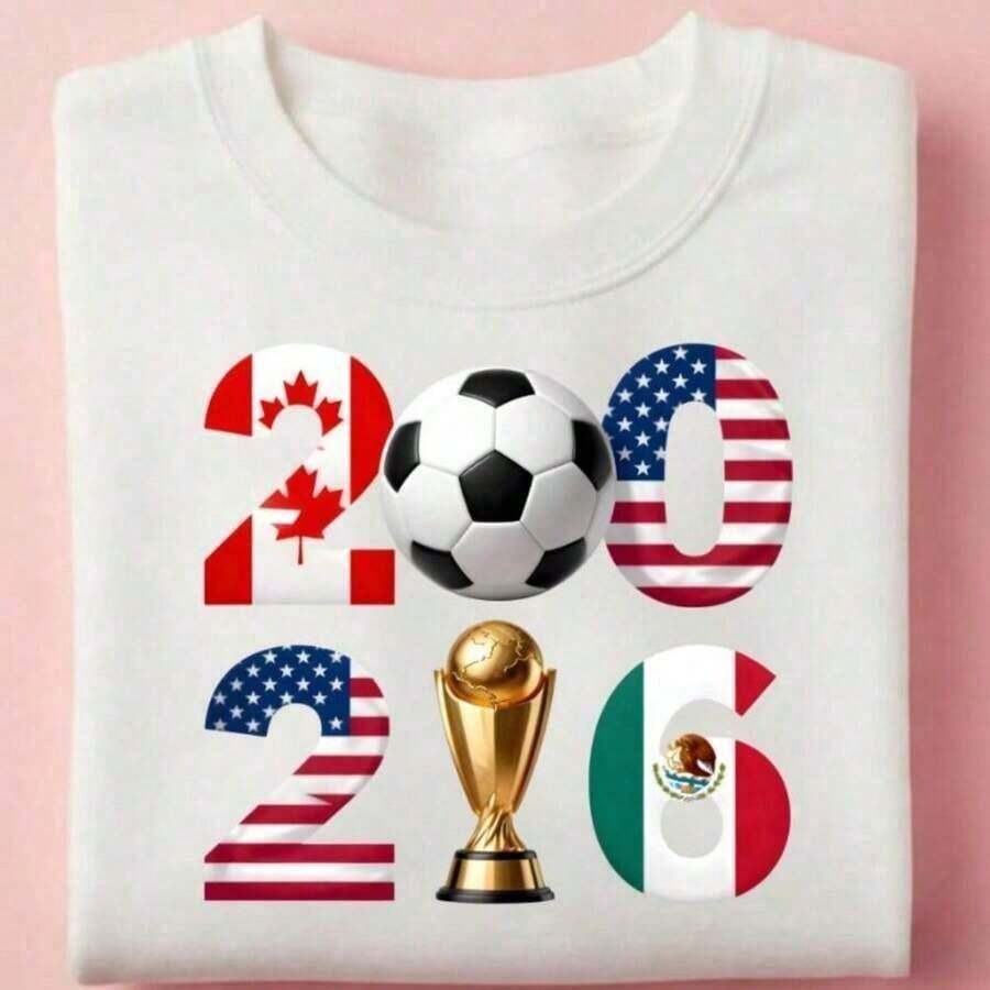 1 pieza Camiseta inspirada en la Copa Mundial 2026 _ Camiseta de fútbol de Brasil, Camiseta con el espíritu del fútbol brasileño 180g Ropa de playa para mujer, Tops de verano 180g Algodón 100% - Blanco 14 - Ver 1