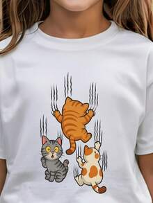 Camiseta de Gatos Escaladores Adorables, Camiseta Divertida de Gatos para Niños, Regalo para Amantes de los Gatos, Camiseta de Gato, Camiseta de Gatitos Adorables, Camiseta de Animales para Niños, Regalo para Amantes de los Gatos, Camiseta de Manga Corta para Mujer,  de Verano, Camisetas Casuales de Cuello Redondo, Lisas y Estampadas, Blusas Cómodas de Algodón Suave de Primera Calidad, Ropa Holgada y Amigable para la Calle. - Blanco - Ver 8