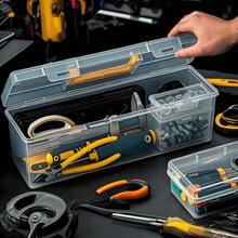 1/2pcs Tool And Parts Storage Box, Multi-Compartment Portable Transparent Tool Storage Box, Home Screw Wrench Hardware Accessories Sorting Storage Box, Toy Organizer Box, Portable Divided Organizer And Sorting Box - Style 2 - View 3