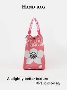 This Color-Block Casual Women's Handbag Features A Black And White Braided Rope Handle Design, Perfect For Professional Women, Teachers And Students - Pink - View 2