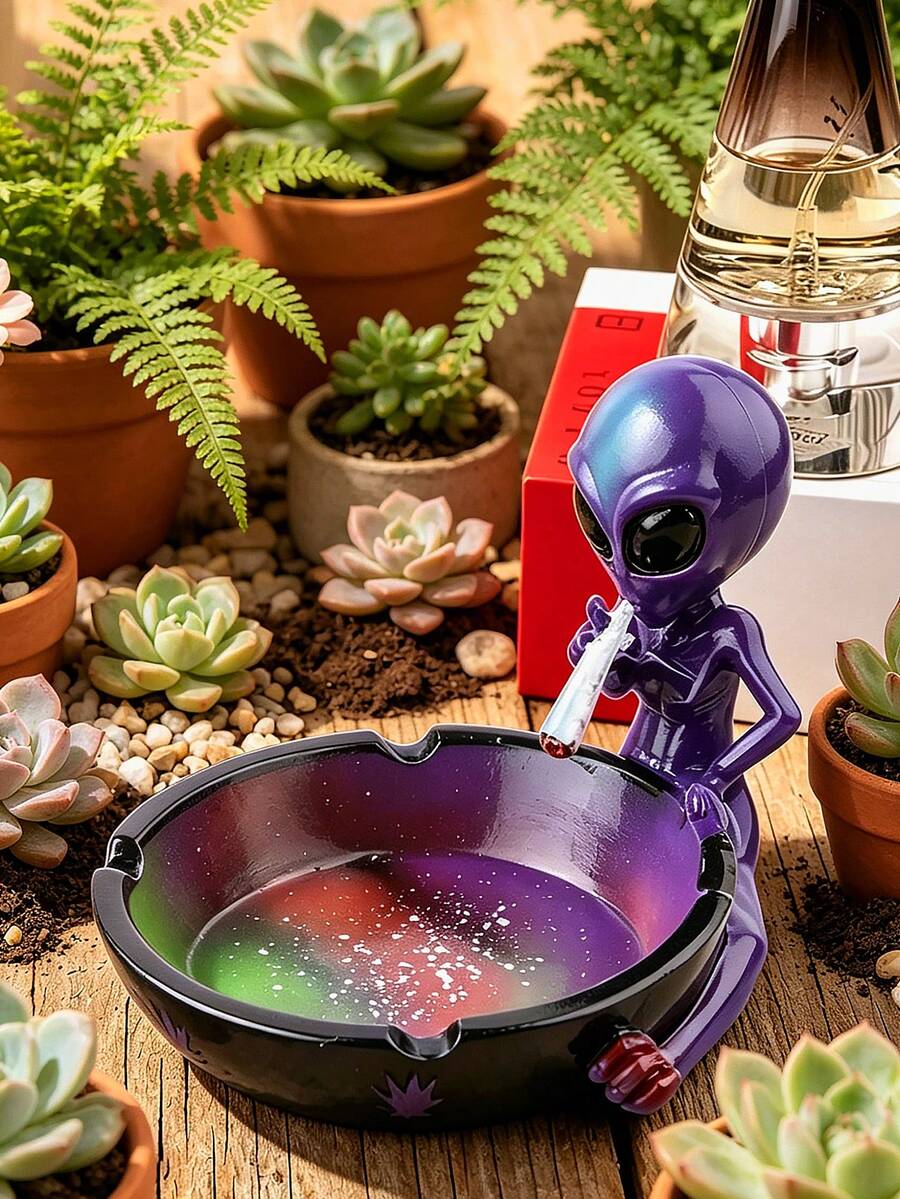 創意藍色外星人樹脂雕像裝飾,趣味太空生物雕像,可愛 UFO 角色飾品,花園露台桌飾,陽台裝飾,客廳咖啡桌擺飾,戶外庭院裝飾,科幻收藏人偶 - A - 查看 1