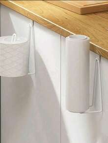 1pc Wall Mounted Bathroom Tissue Paper Holder, Toilet Paper Dispenser, No Drilling Bathroom Cabinet Door Paper Towel Rack, Shoe Rack, Shoe Drying Rack - Multicolor - View 6